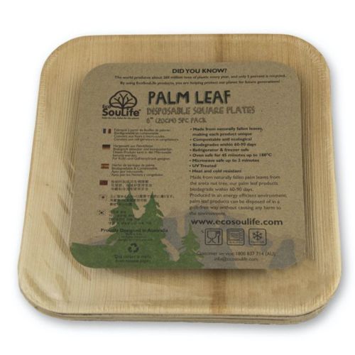 Palm Square Plate w/ Ribs (19.5cm) 5PC - Natural