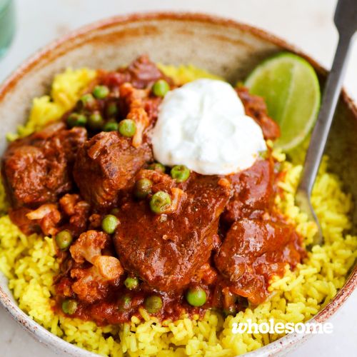 Slow Cooked Beef Rogan Josh Curry with Saffron Rice by Made by Mandy