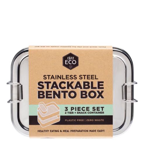 Stainless Steel Stackable 2 Tier Bento and Mini Snack 1200mlÊ
