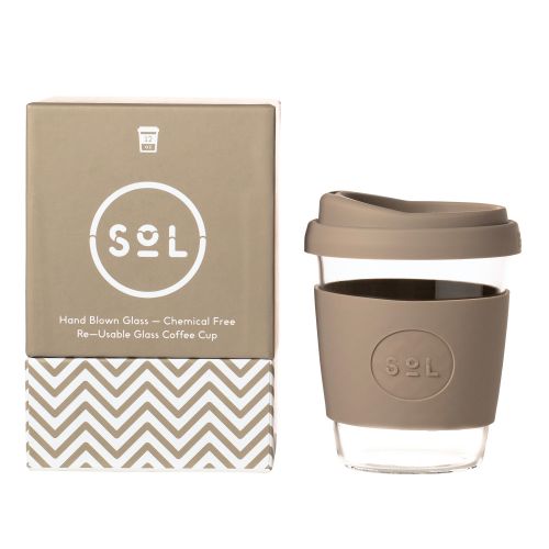 Reusable Glass Cup Coffee (Seaside Slate) - 355ml (12oz)