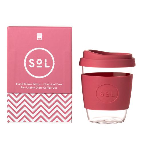 Reusable Glass Cup Coffee (Radiant Rose) - 355ml (12oz)