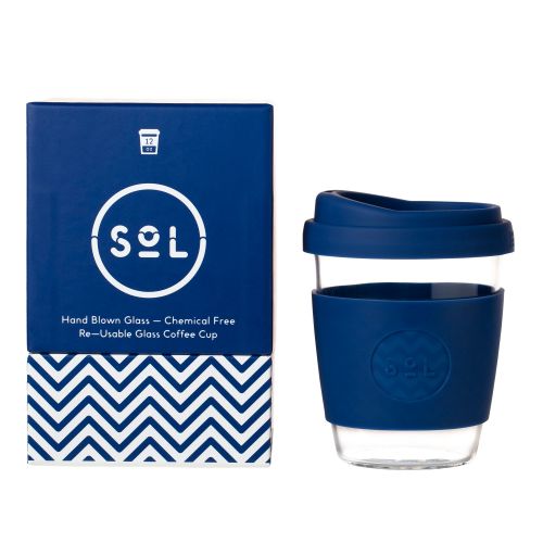 Reusable Glass Cup Coffee (Winter Bondi Blue) - 355ml (12oz)