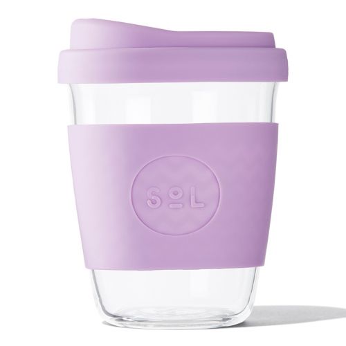Reusable Glass Coffee Cup (Lavender) - 355ml (12oz)