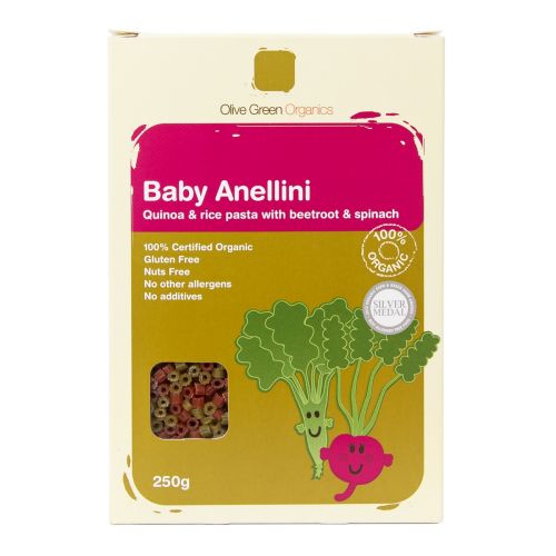 Baby Pasta Anellini Quinoa & Rice with Beetroot & Spinach 250g 