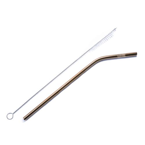 Stainless Steel Straw 1 Pack and Cotton Bag - Gold