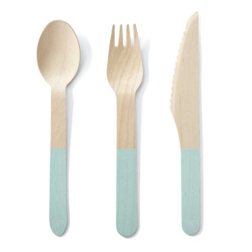 Wooden Cutlery Set Mint - 24 Pieces